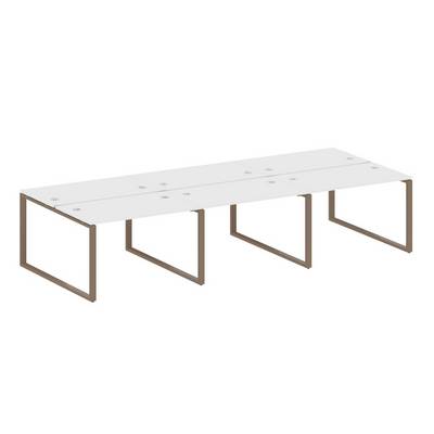 Metal System Style БО.СМ-6.2 (Белый/мокко) Рабочая станция на 6 раб.мест на О-образном м/к