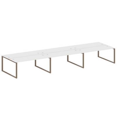 Metal System Style БО.СМ-6.5 (Белый/мокко) Рабочая станция на 6 раб.мест на О-образном м/к