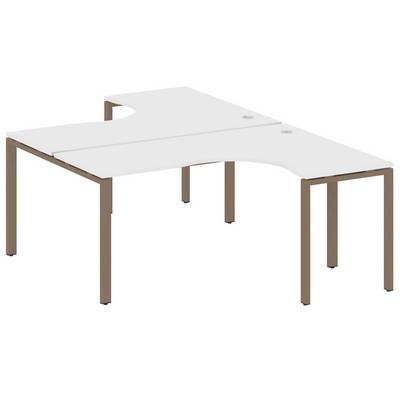 Metal System Style БП.РАС-СА-2.4 (Белый/мокко) Рабочая станция криволинейная на П-образном м/к