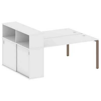 Metal System Style БП.РС-СШК-2.4 (Белый/мокко) Рабочая станция на П-образном м/к с опорным шкафом-купе