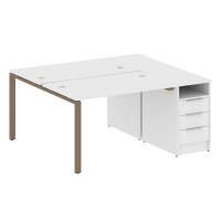Metal System Style БП.РС-СТП-2.2 (Белый/мокко) Рабочая станция на П-образном м/к с опорной тумбой