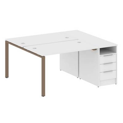 Metal System Style БП.РС-СТП-2.2 (Белый/мокко) Рабочая станция на П-образном м/к с опорной тумбой