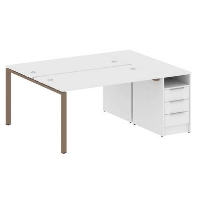 Metal System Style БП.РС-СТП-2.3 (Белый/мокко) Рабочая станция на П-образном м/к с опорной тумбой