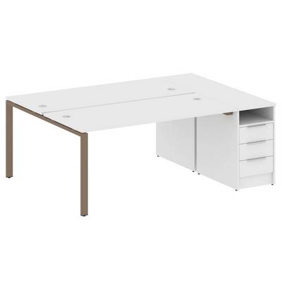 Metal System Style БП.РС-СТП-2.4 (Белый/мокко) Рабочая станция на П-образном м/к с опорной тумбой