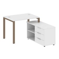 Metal System Style БП.РС-СТС-2.1 Пр (Белый/мокко) Рабочая станция на П-образном м/к с опорной тумбой правая