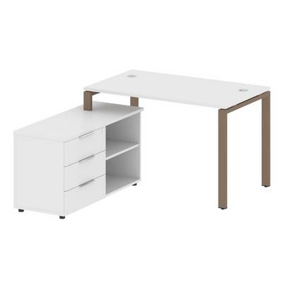 Metal System Style БП.РС-СТС-2.2 Л (Белый/мокко) Рабочая станция на П-образном м/к с опорной тумбой левая