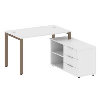 Metal System Style БП.РС-СТС-2.2 Пр (Белый/мокко) Рабочая станция на П-образном м/к с опорной тумбой правая