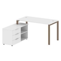 Metal System Style БП.РС-СТС-2.3 Л (Белый/мокко) Рабочая станция на П-образном м/к с опорной тумбой левая