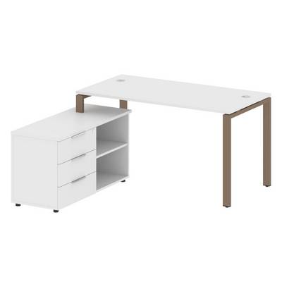 Metal System Style БП.РС-СТС-2.3 Л (Белый/мокко) Рабочая станция на П-образном м/к с опорной тумбой левая