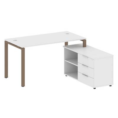 Metal System Style БП.РС-СТС-2.3 Пр (Белый/мокко) Рабочая станция на П-образном м/к с опорной тумбой правая