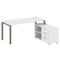 Metal System Style БП.РС-СТС-2.4 Пр (Белый/мокко) Рабочая станция на П-образном м/к с опорной тумбой правая