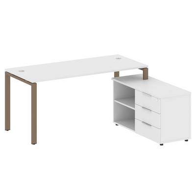 Metal System Style БП.РС-СТС-2.4 Пр (Белый/мокко) Рабочая станция на П-образном м/к с опорной тумбой правая