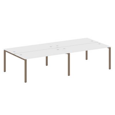 Metal System Style БП.СМ-4.4 (Белый/мокко) Рабочая станция на 4 раб.места на П-образном м/к