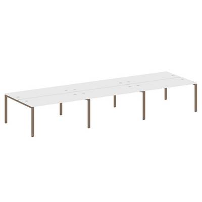 Metal System Style БП.СМ-6.4 (Белый/мокко) Рабочая станция на 6 раб.мест на П-образном м/к