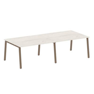 Metal System Style БА.ПРГ-2.3 (Дуб Наварра/мокко) Переговорный стол (2 столешницы) на А-образном м/к