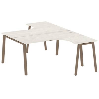 Metal System Style БА.РАС-СА-2.4 (Дуб Наварра/мокко) Рабочая станция криволинейная на А-образном м/к