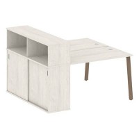 Metal System Style БА.РС-СШК-2.2 (Дуб Наварра/мокко) Рабочая станция на А-образном м/к с опорным шкафом-купе