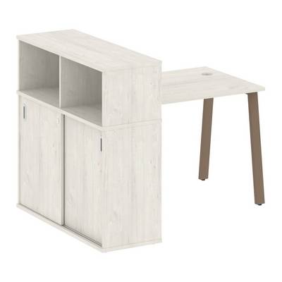 Metal System Style БА.РС-СШК-3.1 (Дуб Наварра/мокко) Стол письменный на А-образном м/к с опорным шкафом-купе