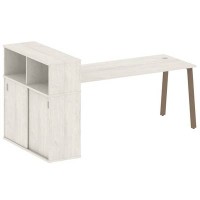 Metal System Style БА.РС-СШК-3.5 (Дуб Наварра/мокко) Стол письменный на А-образном м/к с опорным шкафом-купе