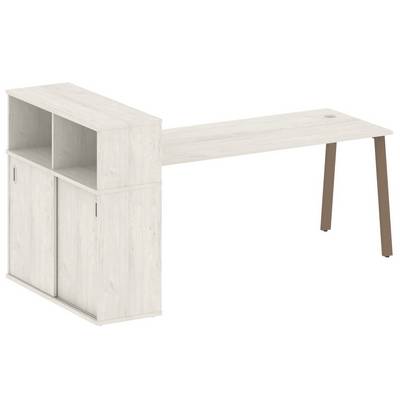 Metal System Style БА.РС-СШК-3.5 (Дуб Наварра/мокко) Стол письменный на А-образном м/к с опорным шкафом-купе