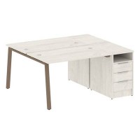 Metal System Style БА.РС-СТП-2.2 (Дуб Наварра/мокко) Рабочая станция на А-образном м/к с опорной тумбой