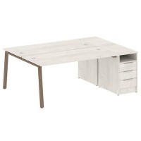 Metal System Style БА.РС-СТП-2.4 (Дуб Наварра/мокко) Рабочая станция на А-образном м/к с опорной тумбой