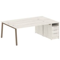 Metal System Style БА.РС-СТП-2.5 (Дуб Наварра/мокко) Рабочая станция на А-образном м/к с опорной тумбой