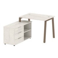 Metal System Style БА.РС-СТС-2.1 Л (Дуб Наварра/мокко) Рабочая станция на А-образном м/к с опорной тумбой левая