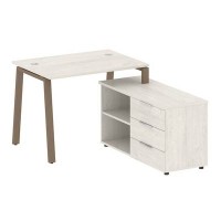 Metal System Style БА.РС-СТС-2.1 Пр (Дуб Наварра/мокко) Рабочая станция на А-образном м/к с опорной тумбой правая