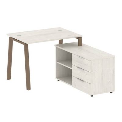 Metal System Style БА.РС-СТС-2.1 Пр (Дуб Наварра/мокко) Рабочая станция на А-образном м/к с опорной тумбой правая