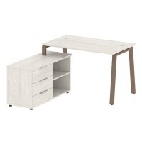 Metal System Style БА.РС-СТС-2.2 Л (Дуб Наварра/мокко) Рабочая станция на А-образном м/к с опорной тумбой левая