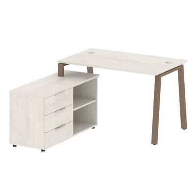 Metal System Style БА.РС-СТС-2.2 Л (Дуб Наварра/мокко) Рабочая станция на А-образном м/к с опорной тумбой левая