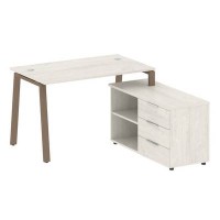 Metal System Style БА.РС-СТС-2.2 Пр (Дуб Наварра/мокко) Рабочая станция на А-образном м/к с опорной тумбой правая