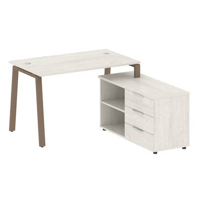 Metal System Style БА.РС-СТС-2.2 Пр (Дуб Наварра/мокко) Рабочая станция на А-образном м/к с опорной тумбой правая