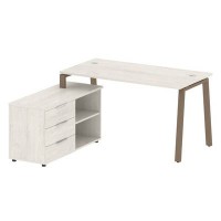 Metal System Style БА.РС-СТС-2.3 Л (Дуб Наварра/мокко) Рабочая станция на А-образном м/к с опорной тумбой левая