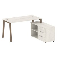 Metal System Style БА.РС-СТС-2.3 Пр (Дуб Наварра/мокко) Рабочая станция на А-образном м/к с опорной тумбой правая