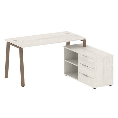 Metal System Style БА.РС-СТС-2.3 Пр (Дуб Наварра/мокко) Рабочая станция на А-образном м/к с опорной тумбой правая