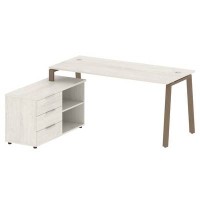 Metal System Style БА.РС-СТС-2.4 Л (Дуб Наварра/мокко) Рабочая станция на А-образном м/к с опорной тумбой левая