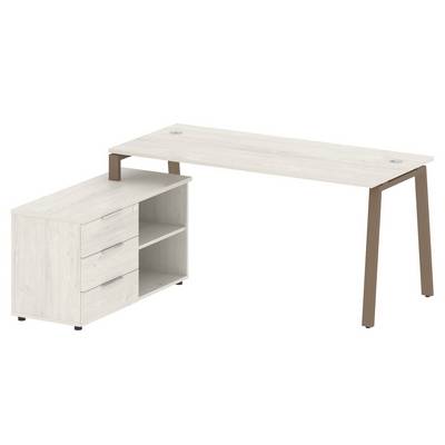 Metal System Style БА.РС-СТС-2.4 Л (Дуб Наварра/мокко) Рабочая станция на А-образном м/к с опорной тумбой левая