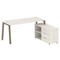 Metal System Style БА.РС-СТС-2.4 Пр (Дуб Наварра/мокко) Рабочая станция на А-образном м/к с опорной тумбой правая