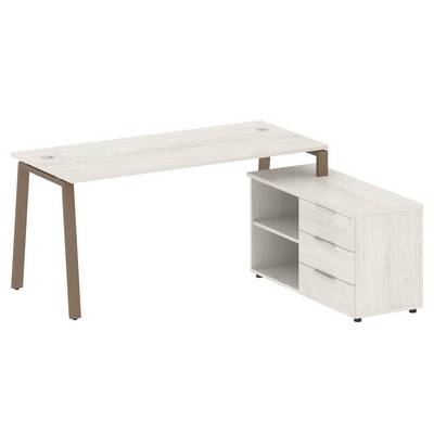 Metal System Style БА.РС-СТС-2.4 Пр (Дуб Наварра/мокко) Рабочая станция на А-образном м/к с опорной тумбой правая