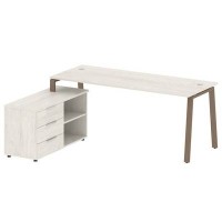 Metal System Style БА.РС-СТС-2.5 Л (Дуб Наварра/мокко) Рабочая станция на А-образном м/к с опорной тумбой левая