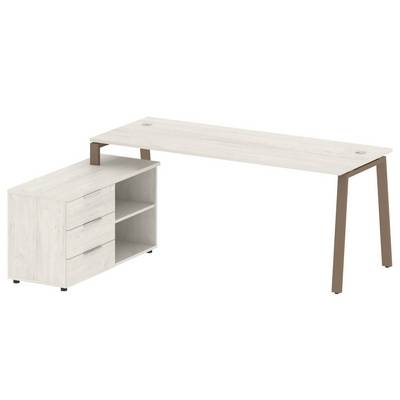 Metal System Style БА.РС-СТС-2.5 Л (Дуб Наварра/мокко) Рабочая станция на А-образном м/к с опорной тумбой левая