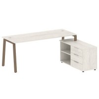 Metal System Style БА.РС-СТС-2.5 Пр (Дуб Наварра/мокко) Рабочая станция на А-образном м/к с опорной тумбой правая