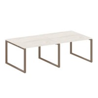 Metal System Style БО.ПРГ-2.2 (Дуб Наварра/мокко) Переговорный стол (2 столешницы) на О-образном м/к