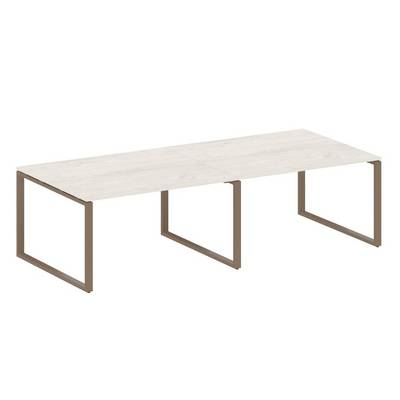 Metal System Style БО.ПРГ-2.3 (Дуб Наварра/мокко) Переговорный стол (2 столешницы) на О-образном м/к