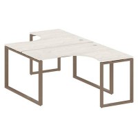Metal System Style БО.РАС-СА-2.3 (Дуб Наварра/мокко) Рабочая станция криволинейная на О-образном м/к