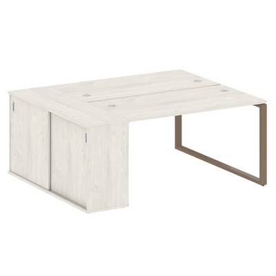 Metal System Style БО.РС-СШК-1.3 (Дуб Наварра/мокко) Рабочая станция на О-образном м/к с опорным шкафом-купе