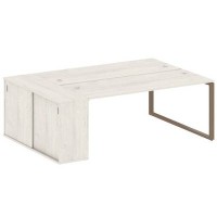 Metal System Style БО.РС-СШК-1.5 (Дуб Наварра/мокко) Рабочая станция на О-образном м/к с опорным шкафом-купе