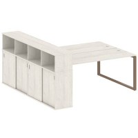 Metal System Style БО.РС-СШК-4.5 (Дуб Наварра/мокко) Рабочая станция на О-образном м/к с опорным шкафом-купе